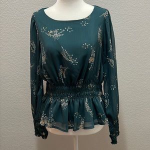 Soft teal floral blouse